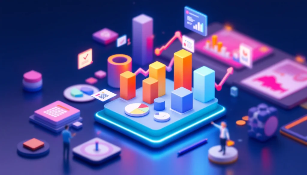 "Portada moderna y divertida de artículo sobre cómo crear un plan de marketing efectivo, con gráficos, iconos de análisis y metas, y un diseño vibrante y claro."